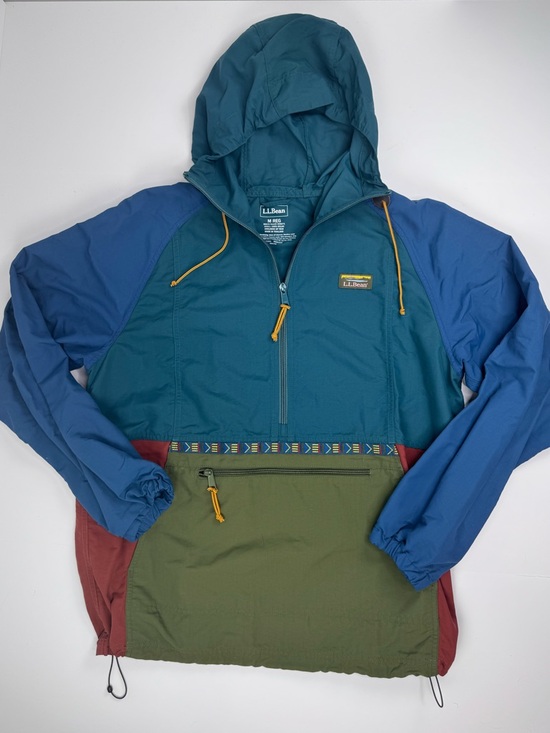 L.L. Bean Other - L.L. Bean Teal, Blue, Olive & Rust Colorblock Hooded Anorak